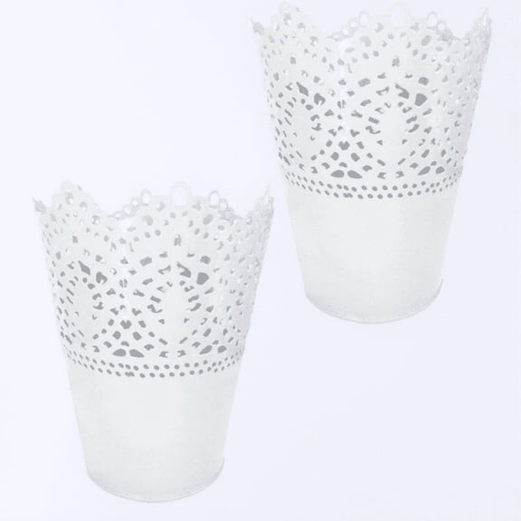 FESTFENDS 2Pcs White Metal Flower Vase for Bouquets Ideal Flowerpot Vase for Stylish Home Decor
