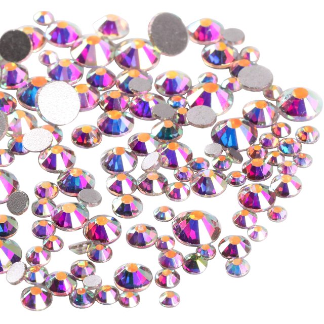 Kit Jollin Bedazzling: 3456 diamantes de imitación de cristal con parte trasera plana para uñas, arte y manualidades. Gemas de cristal AB al por mayor en 6 tamaños (SS4-SS12). Diamantes sin fijación t