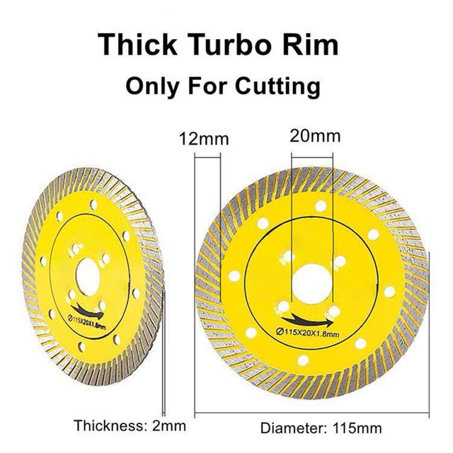 1Pc 115Mm Turbo Diamond Circular Saw Blade Cutting Disc For Granite Marble Tiles