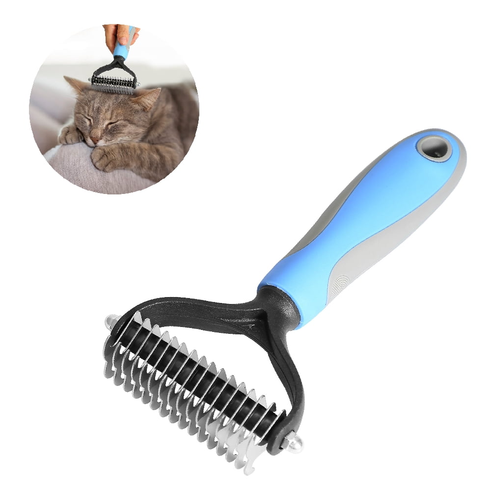 Pets Grooming Tools 2 Sided Undercoat Rake Cats Dogs Safe Dematting Comb Brush 