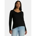 thumbnail image 2 of Time and Tru Women's Cotton V-Neck Tee with Long Sleeves, 2-Pack, Sizes XS-XXXL, 2 of 7