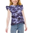 thumbnail image 2 of Cowsor Girls Ruffled Camo Print Short Sleeve T Shirt Cute Lightweight Summer Top for Little Kids, 2 of 6