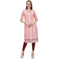 thumbnail image 1 of Bimba Women's Designer Pink Printed Tunic Top Sassy Kurta Festive Kurti-28, 1 of 5