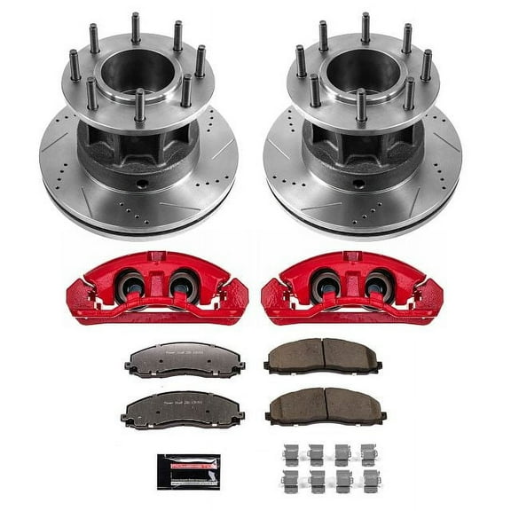PowerStop Front Z36 Truck & Tow Brake Pad and Rotor Kit with Red Powder Coated Calipers Fits: FORD Select Models KC6823-36
