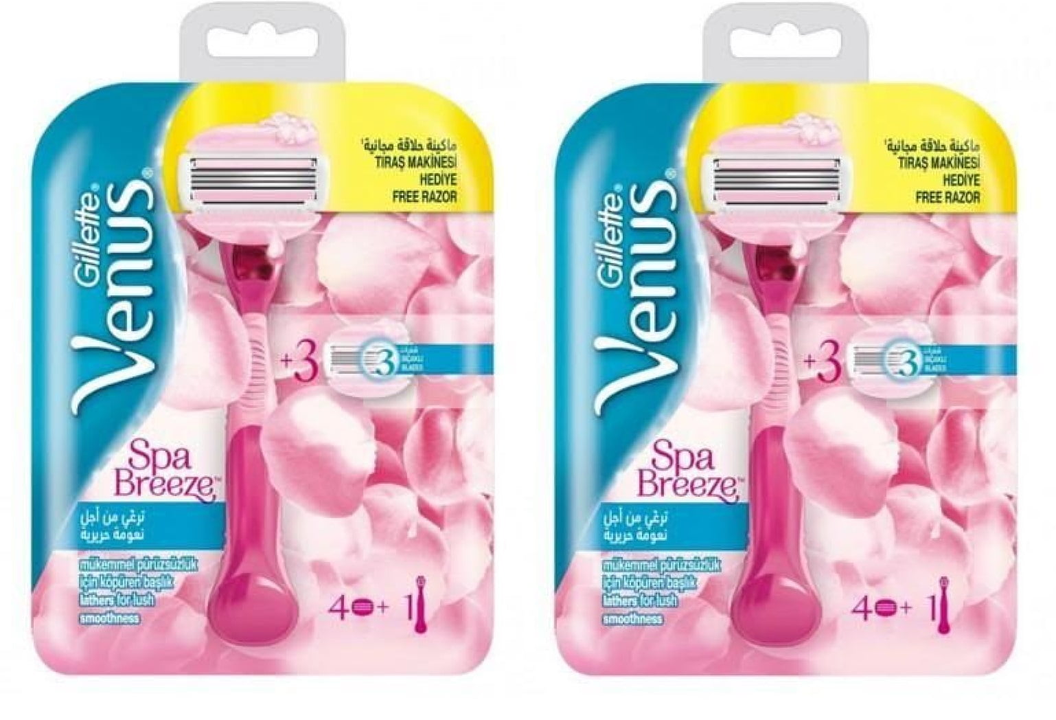 Gillette Venus Spa Breeze Razor Handle with 4 Refill Blade Cartridges