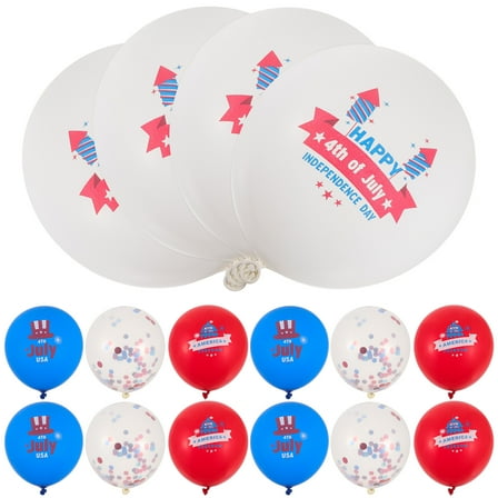 GOOHOCHY Round Red White Blue Balloon Party Supplies 16-Pcs 12in Inflated