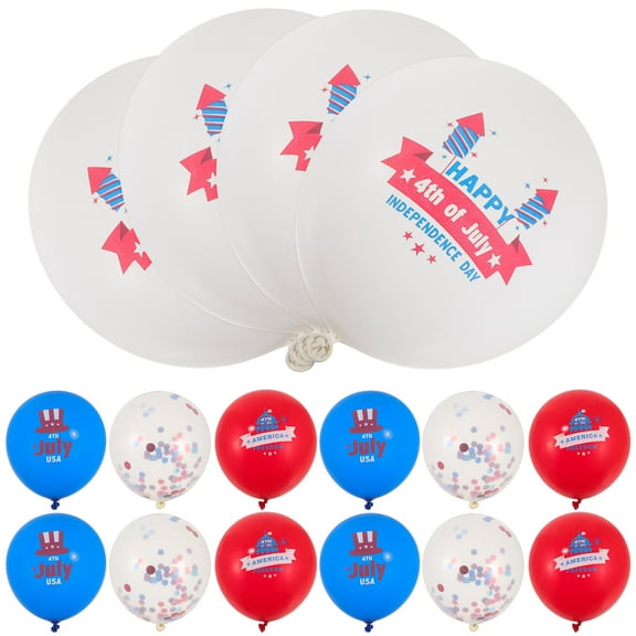 GOOHOCHY Round Red White Blue Balloon Party Supplies 16-Pcs 12in Inflated