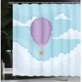 thumbnail image 3 of Ambesonne Hot Air Balloon Shower Curtain, Sky Scenery Art, 69"Wx84"L, Pale Lavender Azure Blue, 3 of 4