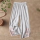 thumbnail image 1 of TaTaai Women Spring Summer Cotton Linen Like Embroidered Loose Wide Leg Cropped Pants Casual Fashion Style Lightweight Breathable Machine Washable No Fading Daily Office Leisure Wear Gift, 1 of 5