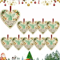 KOYPTL 10 Pcs Heart-Shaped Christmas Ornaments Set 2D Handmade Sea Glass Friendship Decor Timeless Friendship Hearts Keepsake Christmas Tree Hanging Ornaments Xmas Gifts for Friends