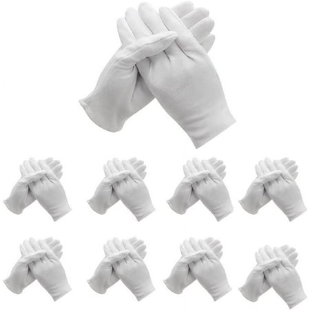 48 Pcs XL White Cotton Gloves for Dry Hand Moisturizing Cosmetic Eczema Hand Spa and Coin Jewelry Inspection Soft, Breathable, Washable & Stretchy Cloth for Multi-Purpose.