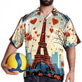 thumbnail image 4 of Eiffel Tower Valentine's Day Men's Casual Button Down Short Sleeve Printed Summer Beach Shirts, 4 of 6