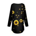 thumbnail image 4 of lcziwo Blouse à Manches Longues pour Femmes Col Rond Formel Imprimé Tournesol Chandails en Molleton Basiques Décontractés Cache-Ventre Pull Tunique Offres Éclair Noir, 4 of 4