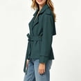 thumbnail image 5 of cocolona Cropped Trench Coat for Women Long Sleeve Collared Solid Color Waist Jacket Lined Trendy Casual Fall Tops, 5 of 7