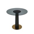 thumbnail image 5 of Miekor Furniture Modern Round Negotiation Table - 85cm Tempered Glass Top, Black Wooden Legs with Golden Metal Base(Only the Negotiation Table) MK8734, 5 of 12