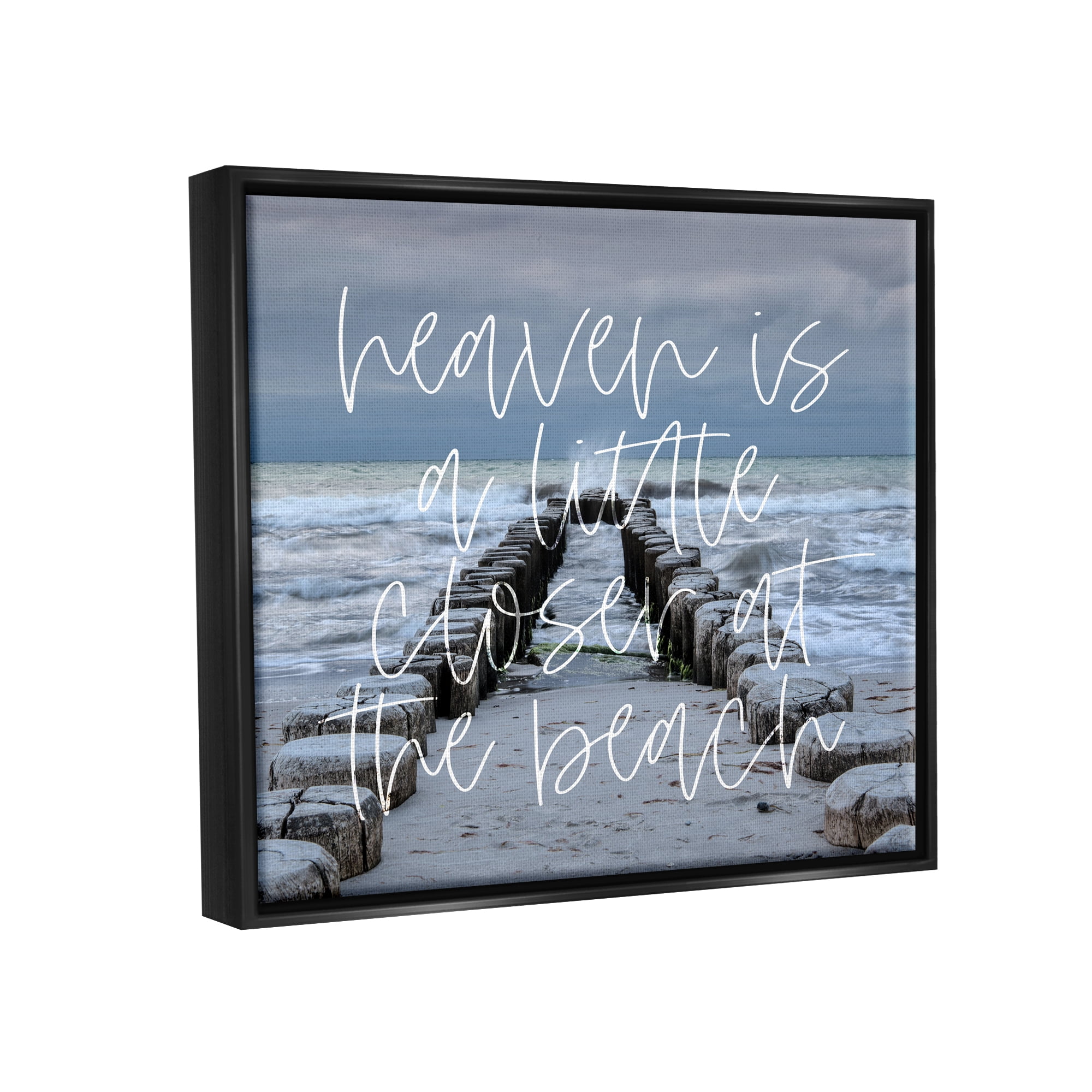 Stupell Heaven Closer At Beach Coastal Landscape Painting Black Floater Framed Art Print Wall Art