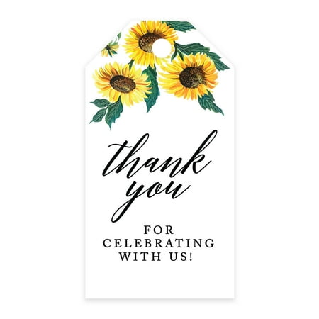 Koyal Wholesale Thank You For Celebrating With Us Favor Tags Sunflowers Cardstock Gift Tags with Bakers 100-Pk
