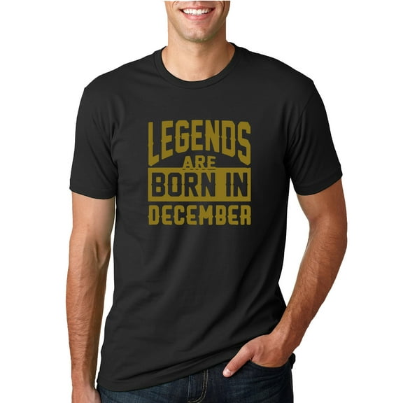 Legends are Born in December Gold Mens Fashion Graphic T-Shirt