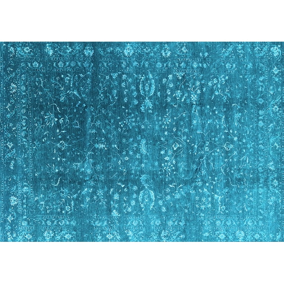 Ahgly Company Indoor Rectangle Oriental Light Blue Industrial Area Rugs, 8' x 12'