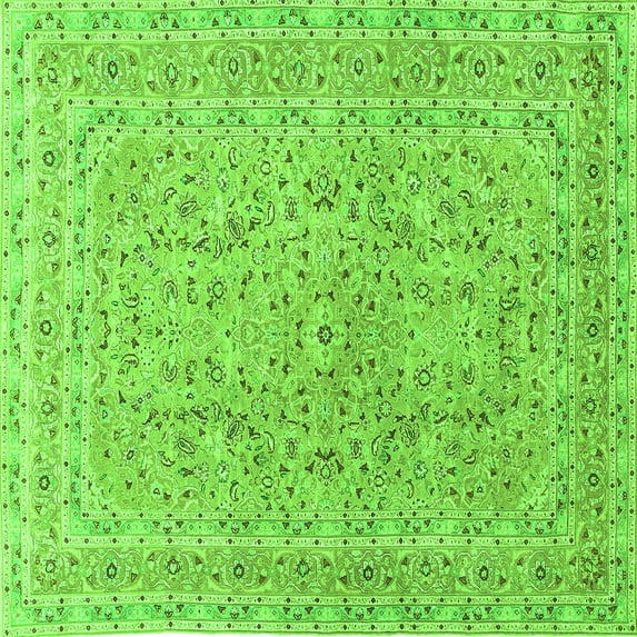 Ahgly Company Indoor Square Persian Green Traditional Area Rugs, 8' Square