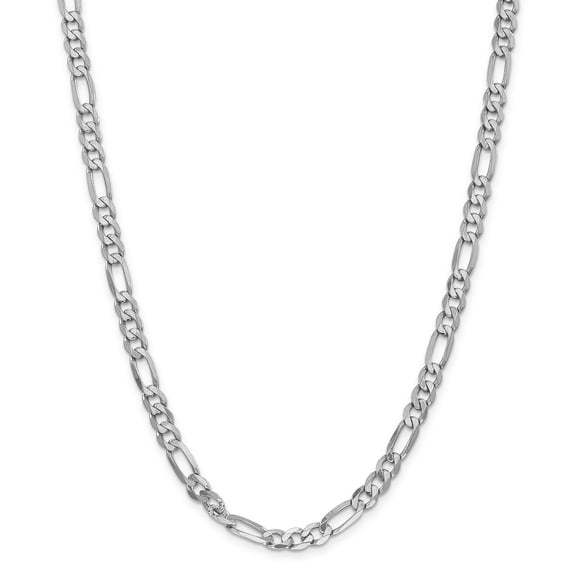 14k White Gold 6.0mm Flat Figaro Chain