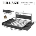 thumbnail image 6 of LED Full Bed Frame with Storage Headboard & 4 Drawers, Industrial Metal Platform Bed with Power Charging Station & USB Ports, 6 of 8