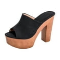 thumbnail image 2 of Sandalias de tacón de cuña Sandalias de color sólido con boca de pez de fondo grueso para mujer Wmkox8yii  ytu1356, 2 of 7