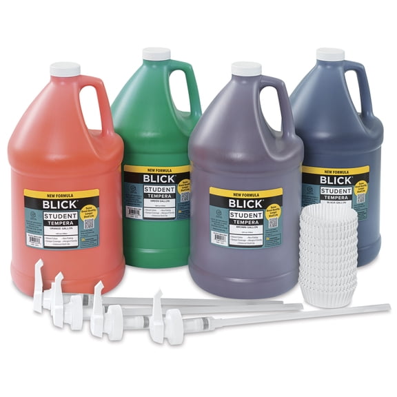 Blick Student Tempera Paints - Set of 4, Pump Kit, Secondary Colors, Gallon