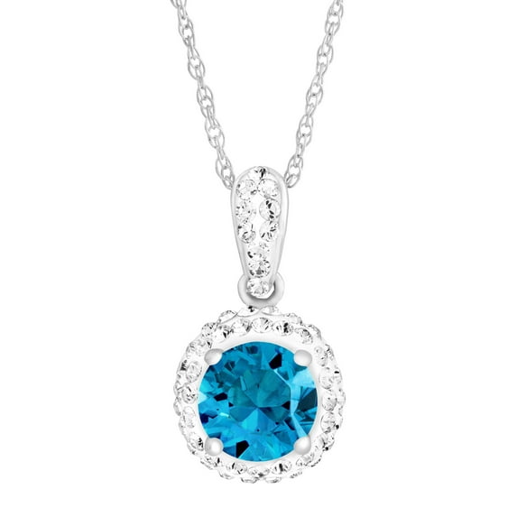 Luminesse December Birthstone Pendant Necklace in Sterling Silver with Swarovski Crystals