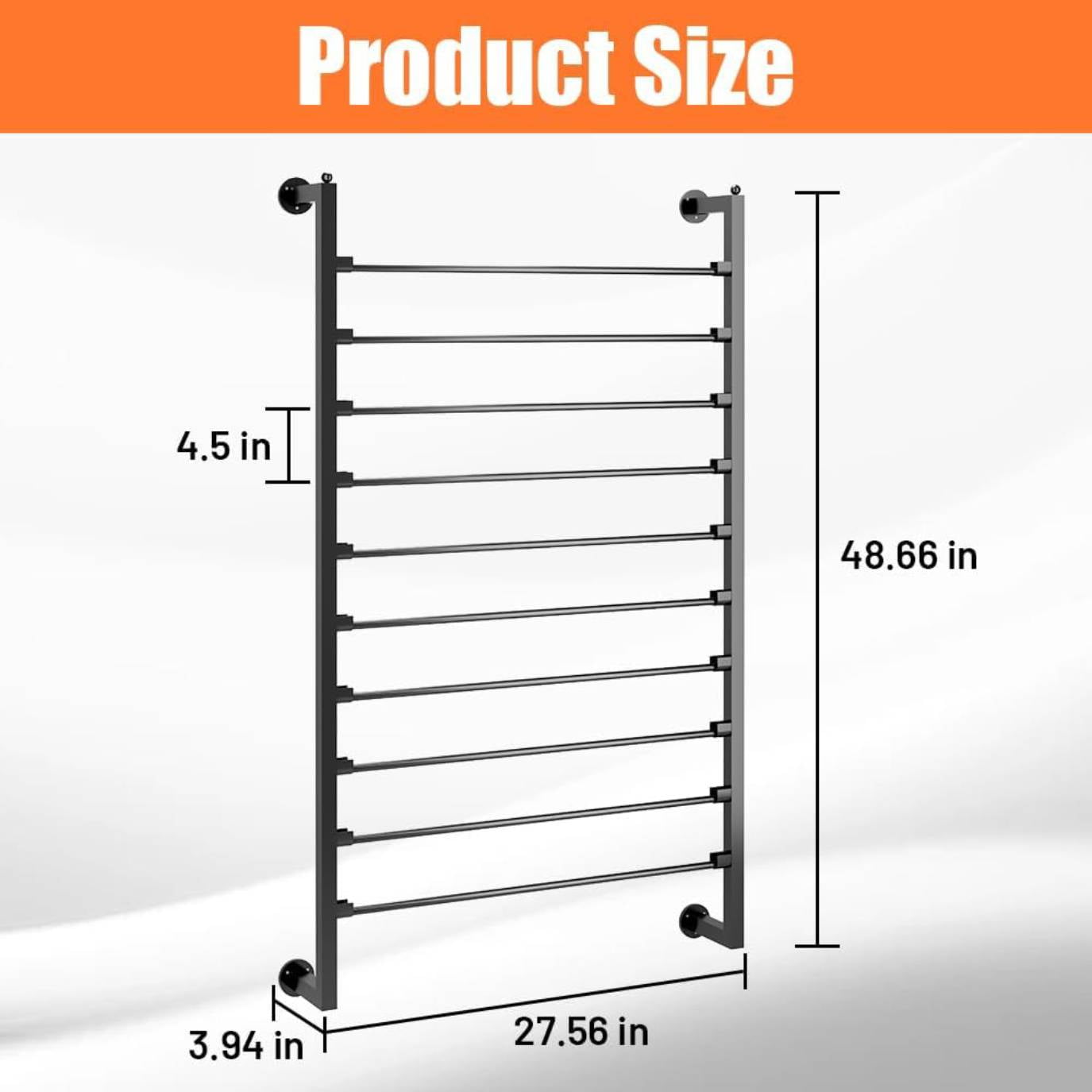 Reykilor 10 Tier Wall Mounted Ribbon Storage Organizer Metal Ribbon Display Shelf Wrapping Paper Rack Holder for Sewing Craft Mesh Thread Tape Crochet
