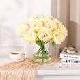 thumbnail image 6 of 20 Heads Artificial Peony Silk Flower Leaf Home Office Wedding Party Festival Bar Decor (Champagne), 6 of 18