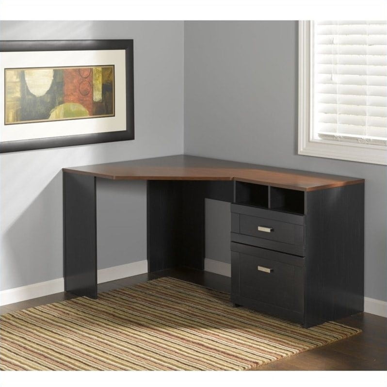 Bush Wheaton Corner Computer Desk In Antique Black