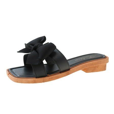 

GWAABD Home Slippers Women Fashion Slippers Women s Flat Sandals Slip On Casual Slide Sandals Trendy Summer Beach Sandals Shoes for Women