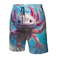 thumbnail image 6 of Uemuo Cute Underwater Axolotl Pattern Men's Swim Trunks Hawaiian Beach Bathing Suit Swimsuits Beach Quick-Dry Shorts with Pockets-Medium, 6 of 9