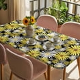 thumbnail image 3 of Farmhouse Daisy Table Cloths for 5 Foot Rectangle Tables, Spring Watercolor Yellow White Floral Patio Waterproof Elastic Fitted Tablecloths, Washable Rectangular Table Cover for Camping, 3 of 8