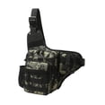 thumbnail image 1 of Bolso bandolera para hombre, informal, versátil, moderno, portátil, bandolera para el pecho, bolso de pecho para ir de compras, senderismo, escalada, Verde y negro, 1 of 8