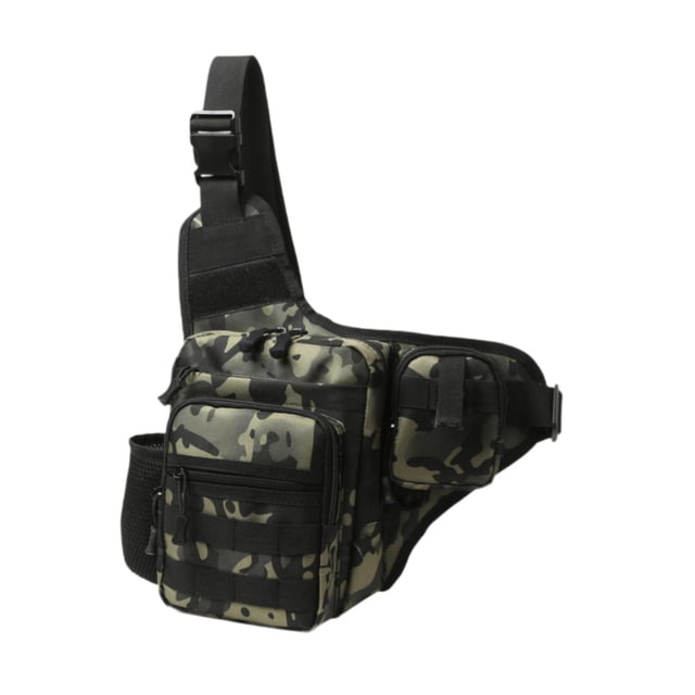 Bolso bandolera para hombre, informal, versátil, moderno, portátil, bandolera para el pecho, bolso de pecho para ir de compras, senderismo, escalada, Verde y negro