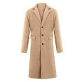 thumbnail image 4 of IYTR Mens Winter Coat Long Sleeve Jacket Button Up Lapel Mid-length Suit Jacket Coat with Pocket Solid Color Khaki M, 4 of 6