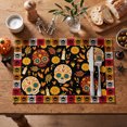 thumbnail image 4 of Sm:)e Skull Day of The Dead Print Halloween Placemats 12x18 Inch Set of 4, Kitchen & Dining Table Decor, Spooky Party Decoration, 4 of 7