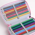 thumbnail image 4 of 52 Holes Canvas Pencil Case Cute Owl Colorful Large Capacity Pencil Bag (Pink), 4 of 8