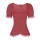 thumbnail image 1 of CAMISA VICTORIANA INSPIRADORA PARA MUJERES CON ESCOTE CORAZÓN Y MANGAS ABULLONADAS, BLUSA GÓTICA CON LACITOS PARA HALLOWEEN EN ROJO SANDÍA, 1 of 6