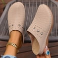 thumbnail image 2 of CYMMPU Women's Closed Toe Wedge Mules, Cutout Design Slip On Platform Shoes, Comfort Casual Footwear for Warm Seasons and Daily Wear Beige 41, 2 of 9