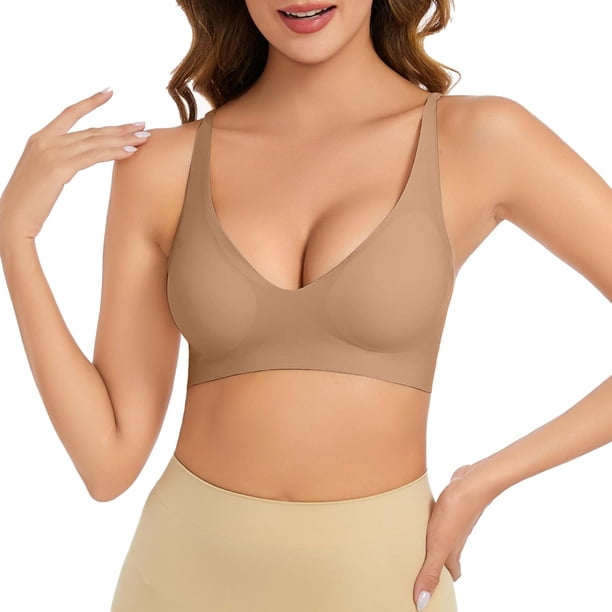 WILLBEST Brasier Maidenform Mujer Sujetador Sin Aros Para Mujer, Escote En V, Cómodo, Suave, Push Up, Sin Costuras, Ligeramente Acolchado Para Un Ajuste Perfecto. Bralette Para Mujer.