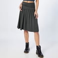 thumbnail image 2 of Women Regular Skirt With Pockets Below The Knee Length Color Ruched Flowy Midi Skirt Gray L, 2 of 5