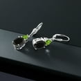 thumbnail image 4 of Gem Stone King 925 Sterling Silver Black Onyx and Green Peridot Dangle Earrings for Women (5.96 Cttw, Gemstone December Birthstone, Oval 10X8MM, Trillion 5MM), 4 of 4