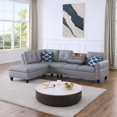thumbnail image 2 of Hommoo L-Shaped Upholstered Sectional Sofa Couch with Storage & Cup Holders, Faux Leather Living Room Sofa Set, No Ottoman, Gray, 2 of 8