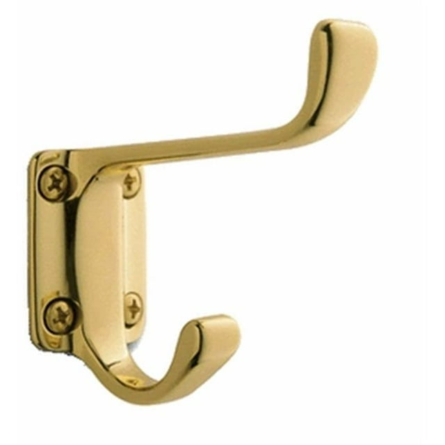 Baldwin 0781031 Contemporary Style Extended Double Wardrobe Hook, Non-Lacquered Brass