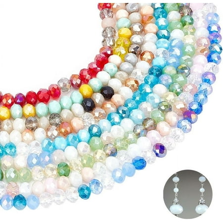 9 Strands Faceted Glass Beads 9 Colors Ab Beads Rhinestones Round Gems Crystal Beads Bulk for Necklace Bracelet Jewelry Making