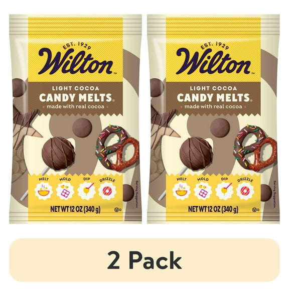(2 pack) Wilton Light Cocoa Candy Melts Chocolate-Flavored Baking & Candy Making Wafers 12oz Bag