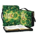 thumbnail image 3 of ZUXONGSY St.Patrick's Day Green Jar Gold Clover Print Pu Leather Bible Cover for Men Women Lightweight Bible Protector with Adjuatable Strap Large Bible Gift for Daily Use, -M, 3 of 7